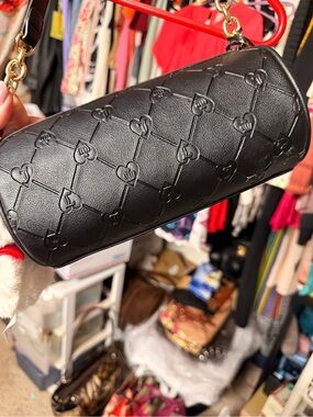 Juicy Couture Black Quilted Heart-Embossed Mini Crossbody